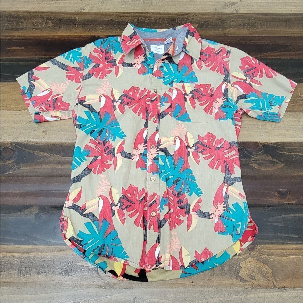 Rebel James & Charli Hawaiian Buttoned Shirt Floral Animal Print Tucan Size S